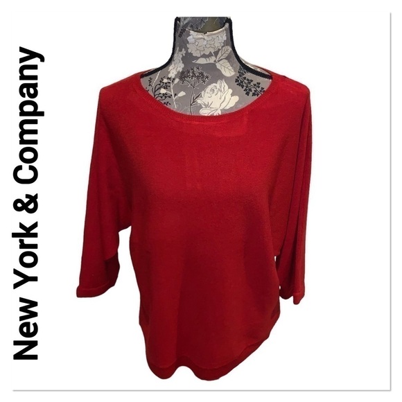NEW YORK & COMPANY Red Dolman Sleeve Sweater size medium - Picture 1 of 8